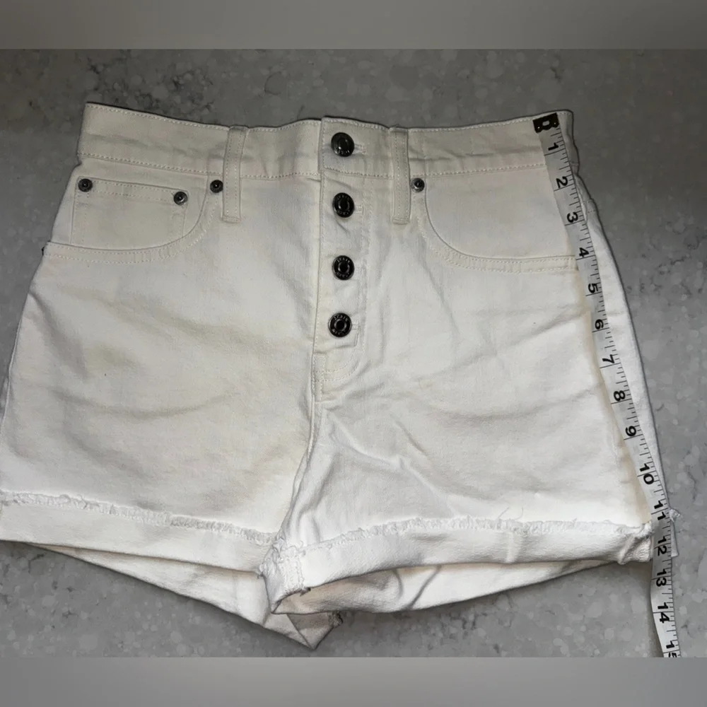 J.Crew Shorts Womens High Rise Button Fly‎ White Denim